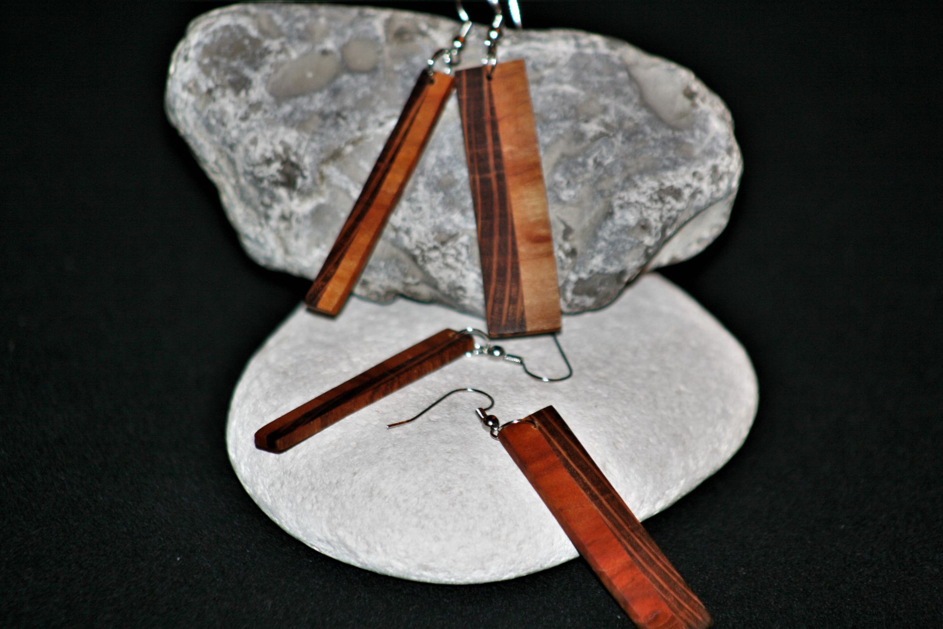 cherry plum wood jewellery earrings unique handmade sanisio design Mediterranean holm oak