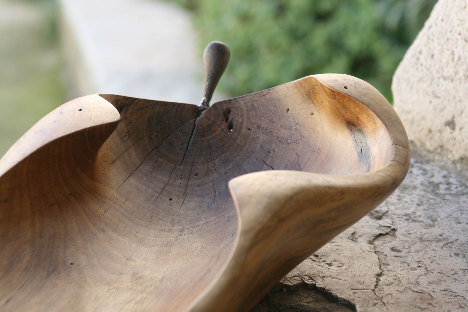 walnut wood bowl detail unique handmade sanisio artist design home detail