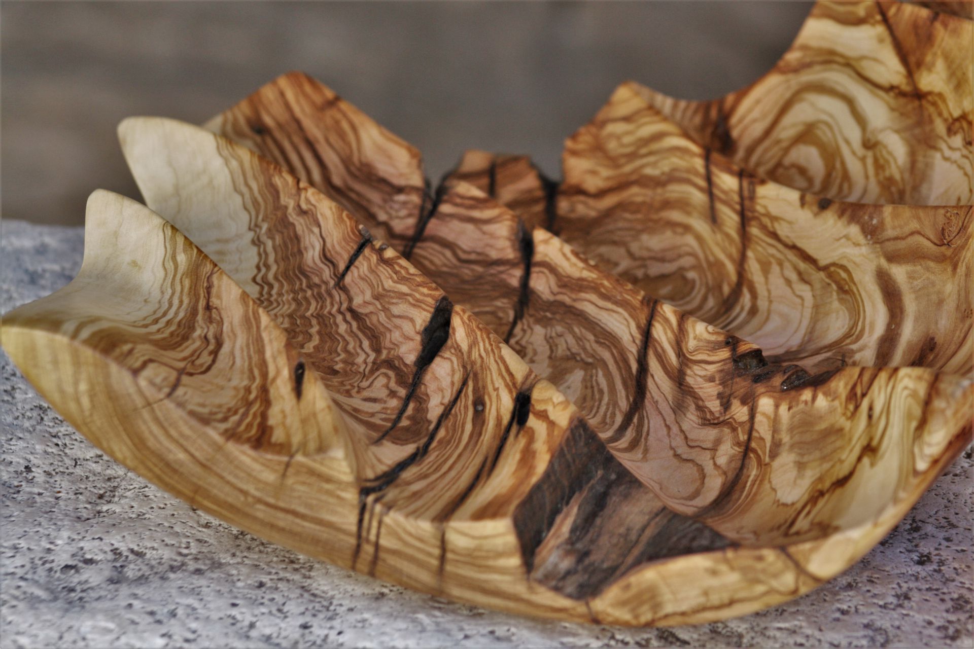 wooden bowls olive wood large waves design handmade unique artist design fruit bowl