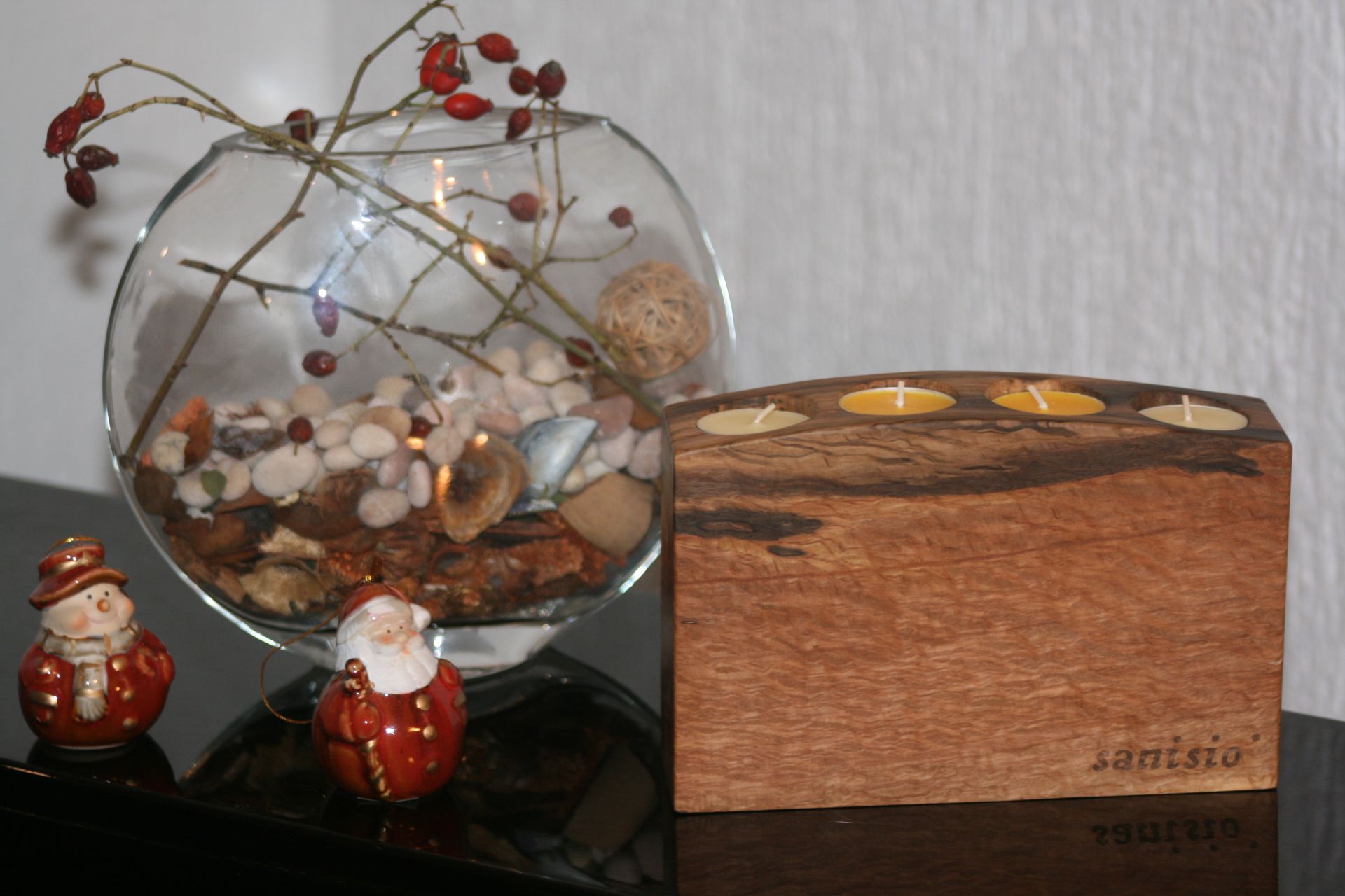 sacral wooden design sanisio Advent candle holder black holm oak