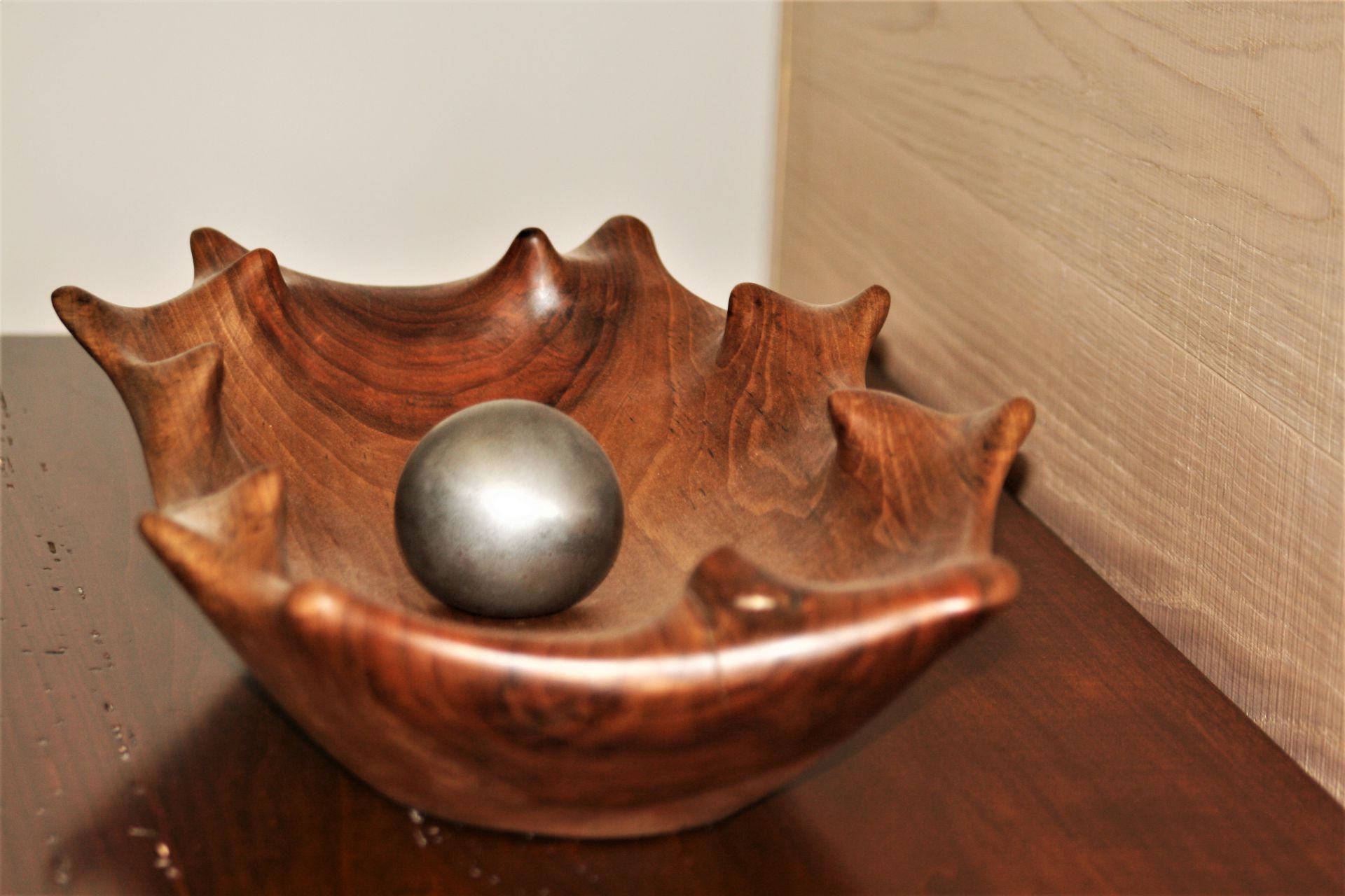 walnut wood bowl interior decoration unique handmade sanisio artist design home detail custom made