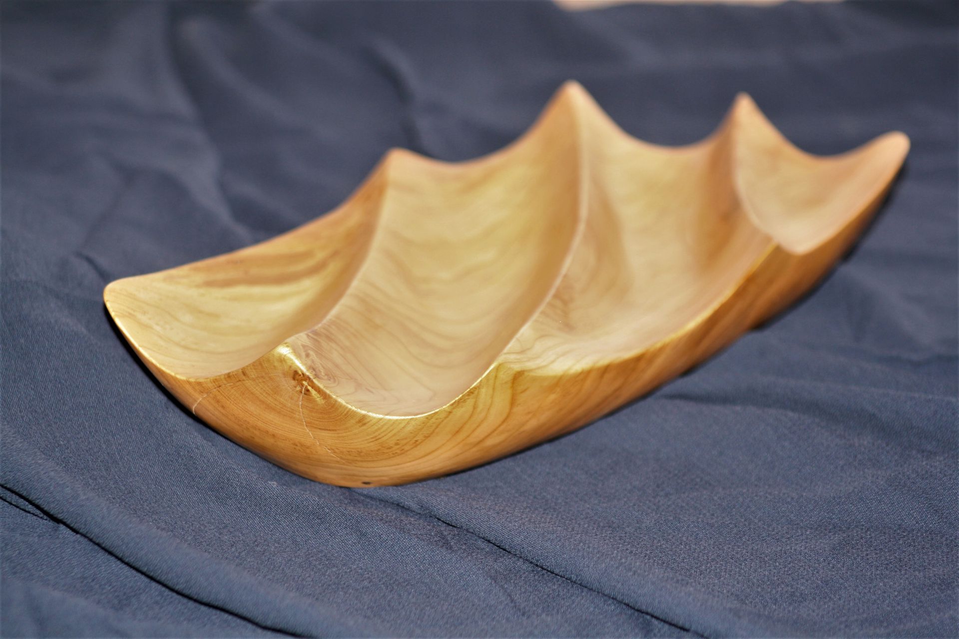 apricot wood bowl waves unique handmade sanisio artist design home detail