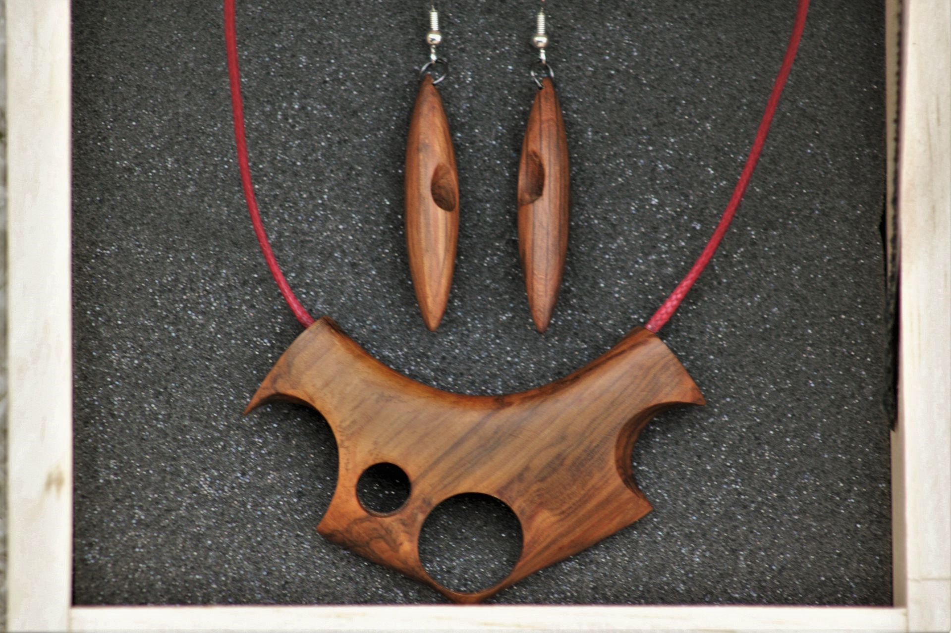 unique wooden jewellery holm oak set necklace