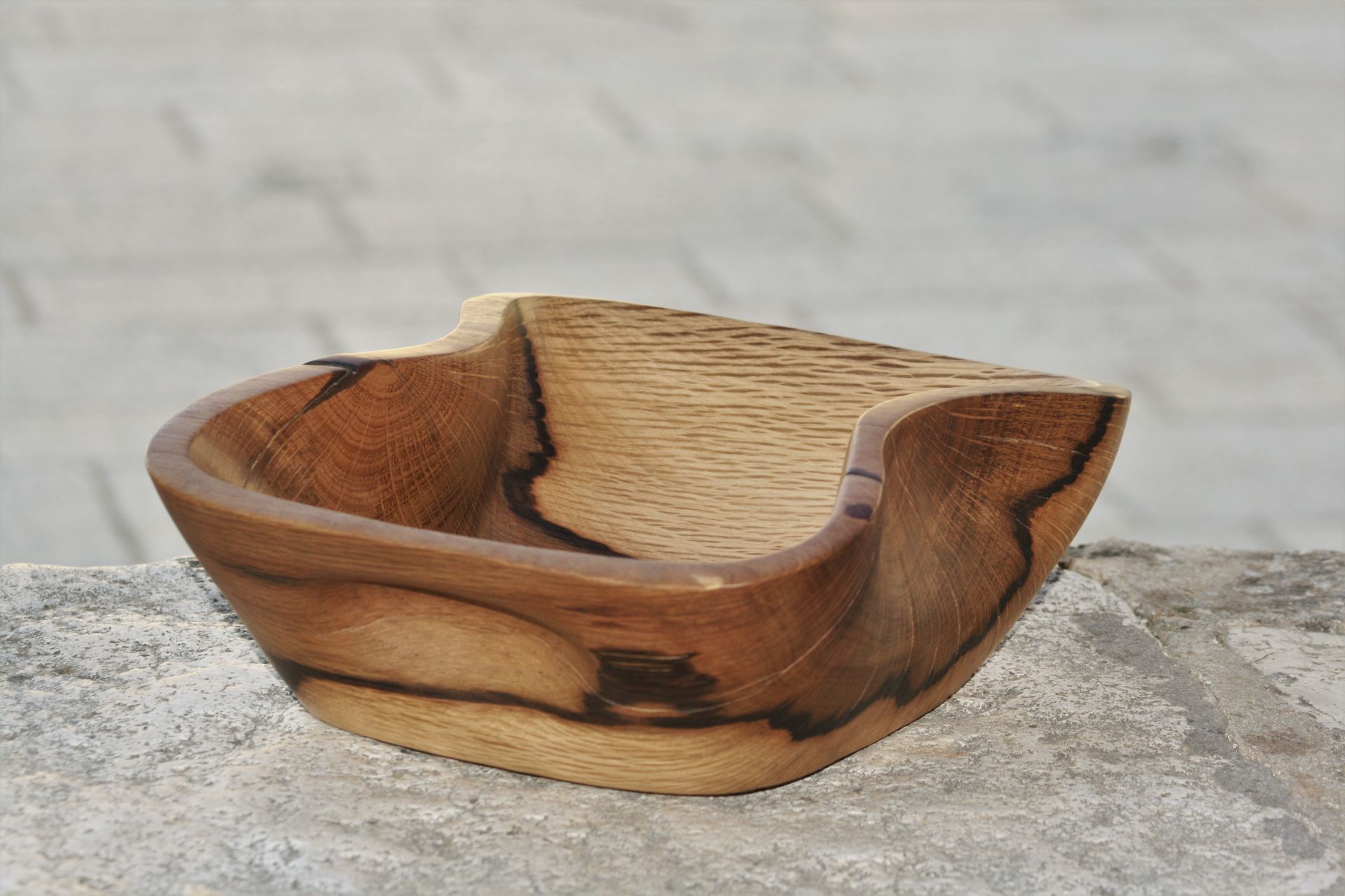 holm oak wood unique handmade bowl sanisio design