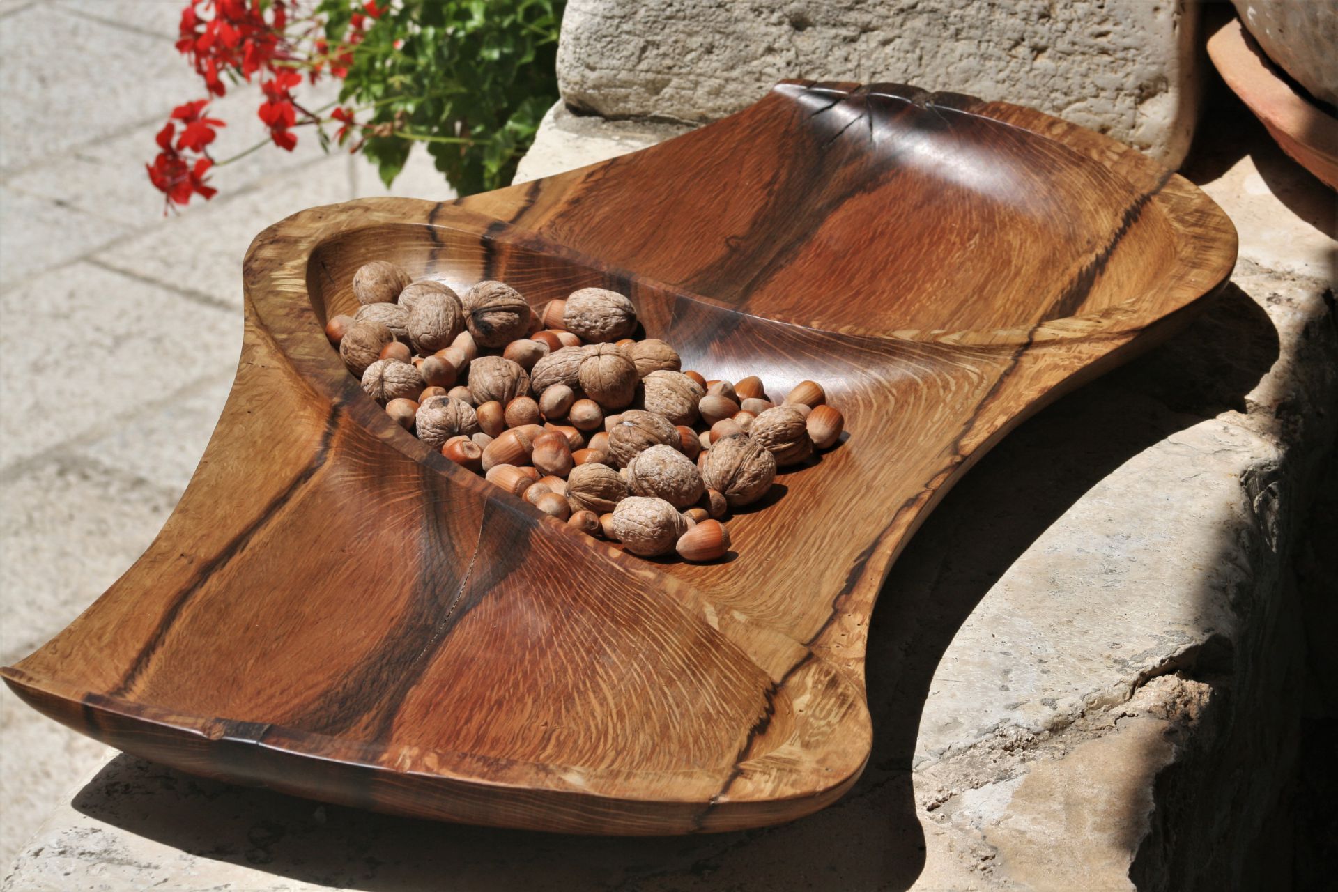 holm oak wood unique handmade bowl size XXL sanisio design