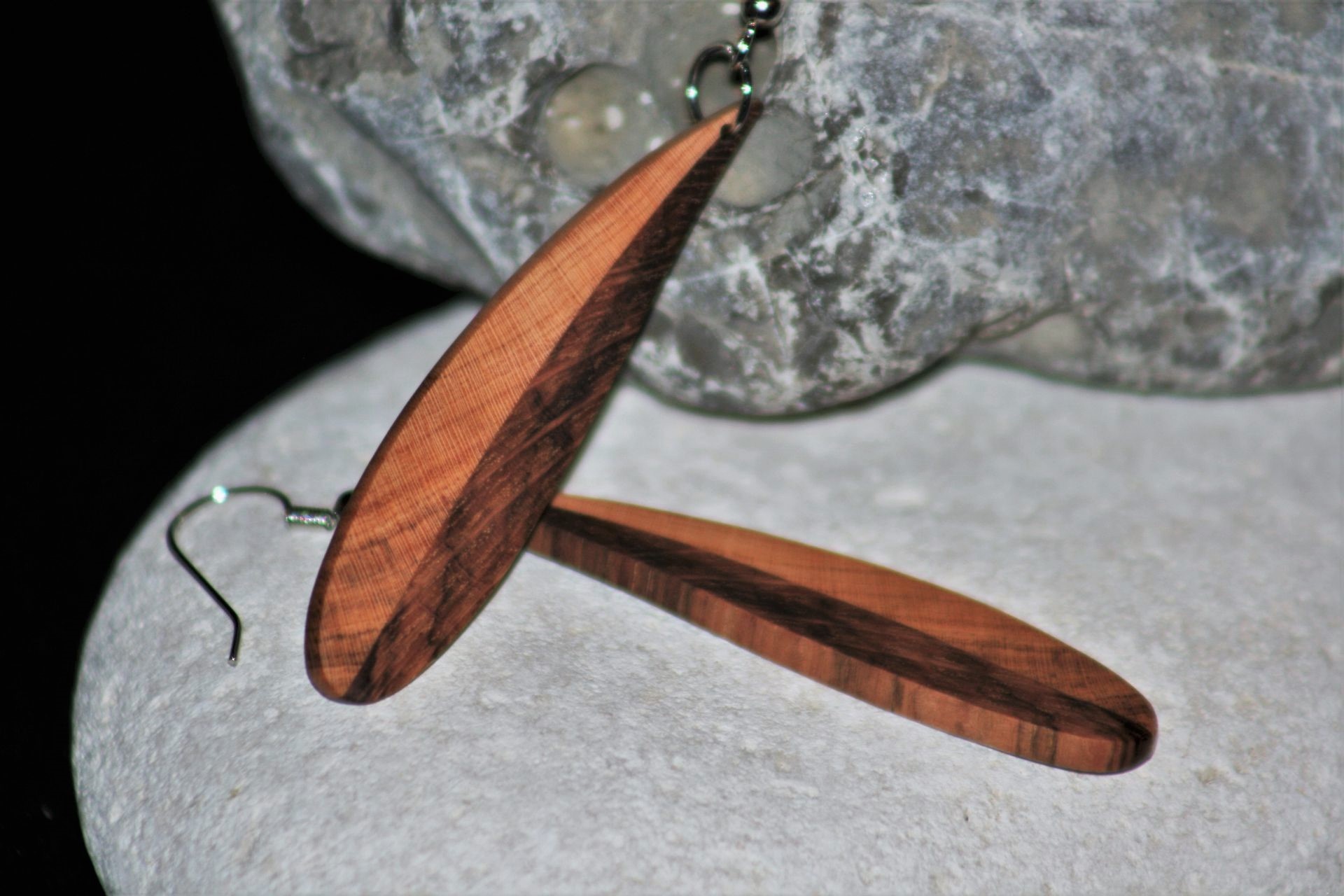wooden earrings sanisio holm oak apricot unique