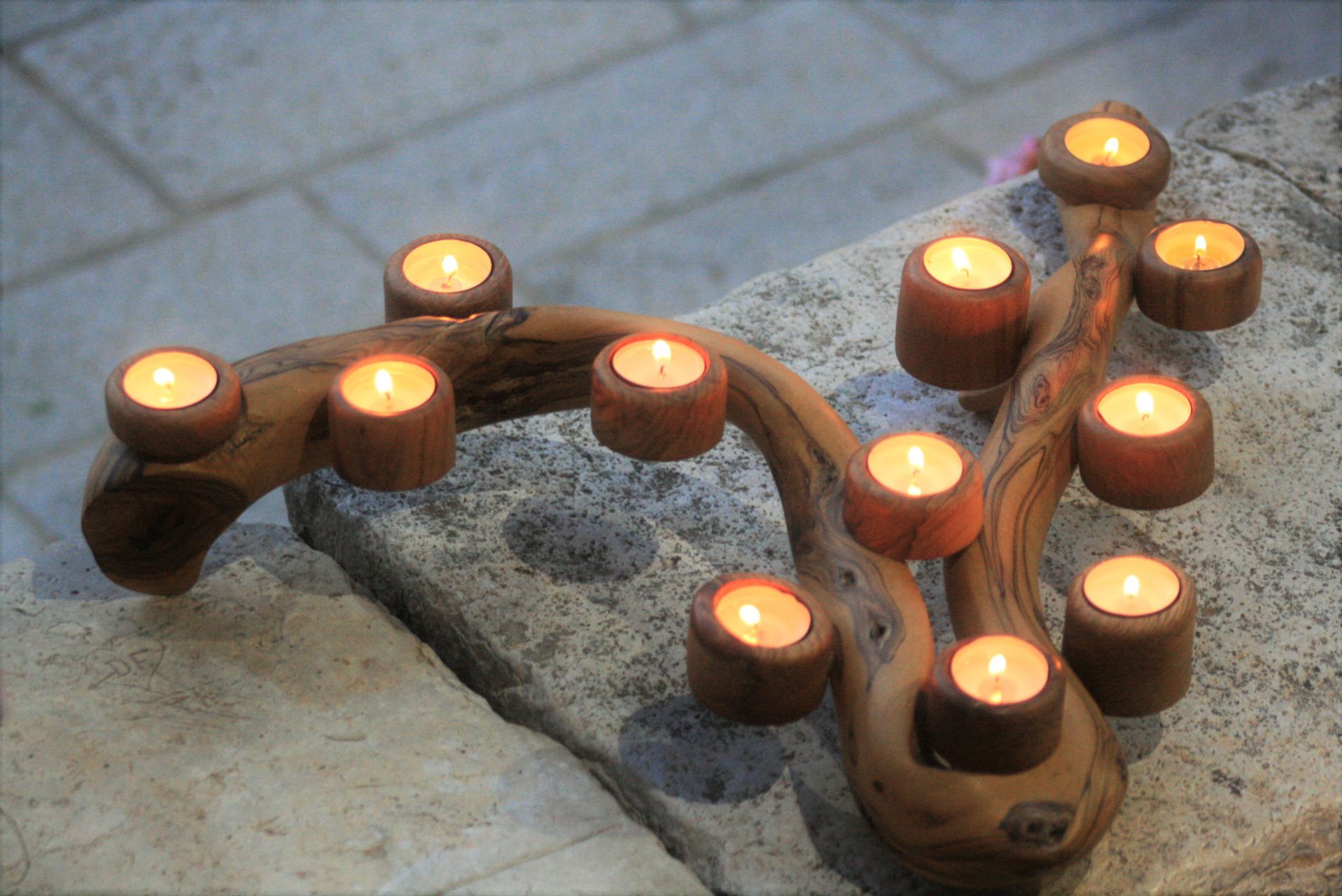 wooden home details olive wood branch candle holders